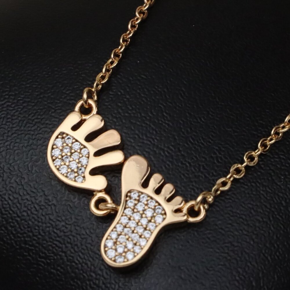 Rose Gold Baby Footprint Pendant Necklace, XPNL0241